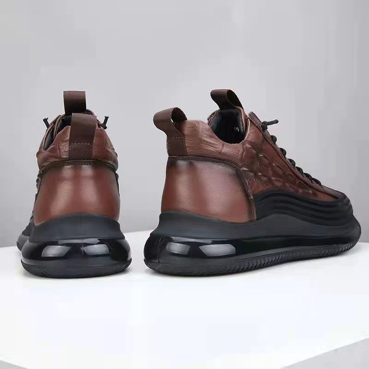 Chaussures décontractées à coussin d'air en cuir de vachette pour hommes