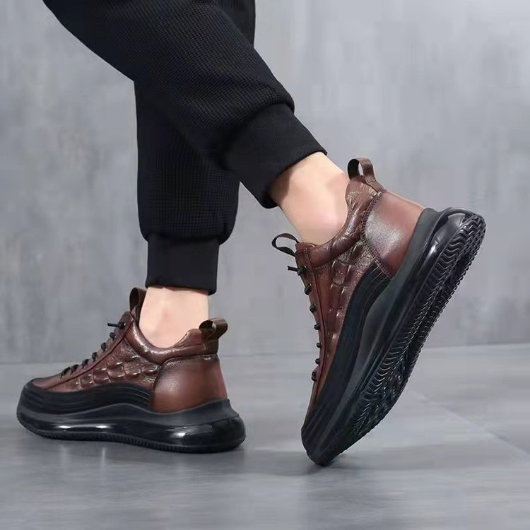 Chaussures décontractées à coussin d'air en cuir de vachette pour hommes